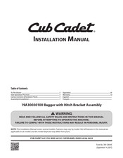 Cub Cadet 19A30030100 Manual De Instalación