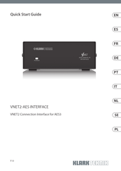 Klark Teknik VNET2-AES INTERFACE Guia De Inicio Rapido