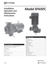 Goulds Pumps SFH Instrucciones De Instalación, Operación Y Mantenimiento