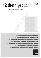 Nice Solemyo PSY24 Instrucciones Y Advertencias Para La Instalación Y El Uso