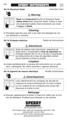 Sperry instruments AV-1A Tarjeta De Instrucciones