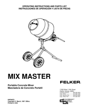 Felker MIX MASTER Instrucciones De Operación Y Lista De Piezas