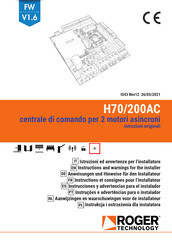 Roger Technology H70/200AC Instrucciones Y Advertencias Para El Instalador