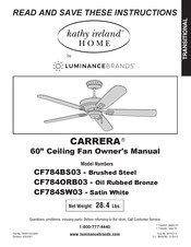 Luminance Brands Kathy Ireland Home CARRERA CF784BS03 El Manual Del Propietario