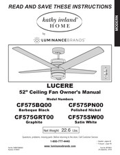 Luminance Brands Kathy Ireland Home LUCERE CF575PN00 El Manual Del Propietario