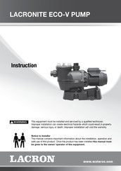 Waterco LACRONITE ECO-V 100 Instruction