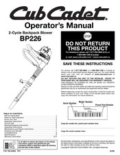 CubCadet BP226 Manual Del Operador