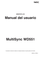 NEC MultiSync WD551 Manual Del Usuario