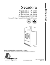 Alliance Laundry Systems CT120E Instalación