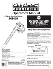 Cub Cadet HB425 Manual Del Operador