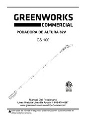 GreenWorks Commercial GS 100 Manual Del Propietário