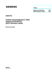 Siemens SIMATIC RESERVA Manual De Producto
