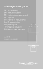 Simons Voss Technologies ZS40.990527 Folleto De Instrucciones