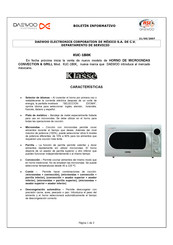 Daewoo Electronics KUC-1B0K Boletín Informativo