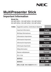 NEC MultiPresenter Stick DS1-MP10RX1 Manual Del Usuario