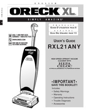 Oreck XL RXL21ANY Guia Del Usuario