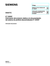 Siemens SIMATIC ET 200SP Información Del Producto