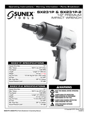 Sunex Tools SX231P-2 Instrucciones De Operación Y Información De Advertencia Y Revisión De Refacciones