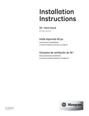 GE Monogram ZV755 Instrucciones De Instalación
