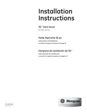 GE Monogram ZV750 Instrucciones De Instalación