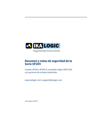 IKA LOGIC SP209 Serie Resumen Y Notas De Seguridad