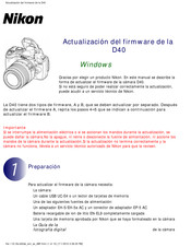 Nikon D40 Guía De Actualización Del Firmware