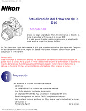 Nikon D40 Guía De Actualización Del Firmware