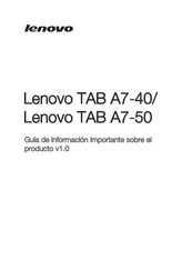 Lenovo TAB A7-50 Guía De Información Importante