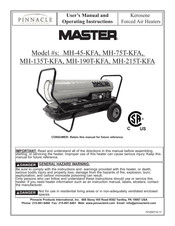 Pinnacle Products International MASTER MH-75T-KFA Manual Del Usuario E Instrucciones De Operación