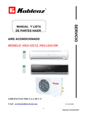 Koblenz Electrica HAIER HSU LEA13W Manual Y Lista De Partes