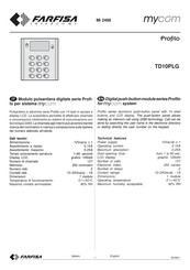 FARFISA INTERCOMS Profilo TD10PLG Manual De Usuario