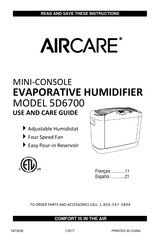 Aircare MINI-CONSOLE 5D6700 Serie Guía De Uso Y Cuidado