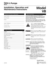 Goulds Pumps G&L VB Instrucciones De Instalación, Operación Y Mantenimiento