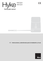Nice Hyke HK7224 Instrucciones Y Advertencias Para La Instalación Y El Uso