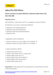 Jabra Pro 920 Mono Guia De Inicio Rapido