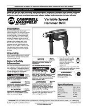 Campbell Hausfeld DG190625DI Instrucciones De Funcionamiento Y Manual De Piezas