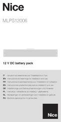 Nice MLPS12006 Instrucciones Y Advertencias Para La Instalación Y El Uso