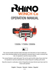 Rhino Winch 17500lb Manual De Instrucciones