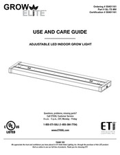 ETI Solid State Lighting GROW ELITE GL-72-MV Guía De Uso Y Cuidado