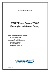 VWR Power Source 300V Manual Del Usuario