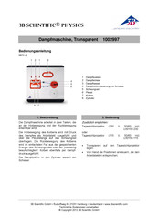 3B SCIENTIFIC PHYSICS 1002997 Instrucciones De Uso