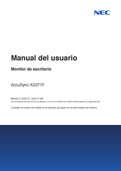 NEC AccuSync AS271F Manual Del Usuario