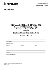 Pentair AERMOTOR SPCM Serie Manual De Instalación Y De Operación