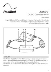 ResMed AirMini DC/DC Converter 65W Guia Del Usuario