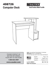 Sauder Beginnnings 408726 Manual Del Usuario