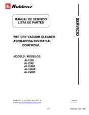 Koblenz AI-1230 Manual De Servicio Lista De Partes