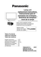 Panasonic TY-LA2004 Instrucciones Para El Reemplazo