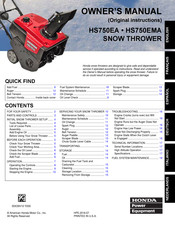 Honda HS750EA El Manual Del Propietario