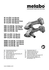 Metabo WB 18 LTX BL 125 Q SE Manual Original