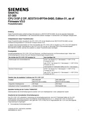 Siemens CPU 315F-2 DP Información Del Producto